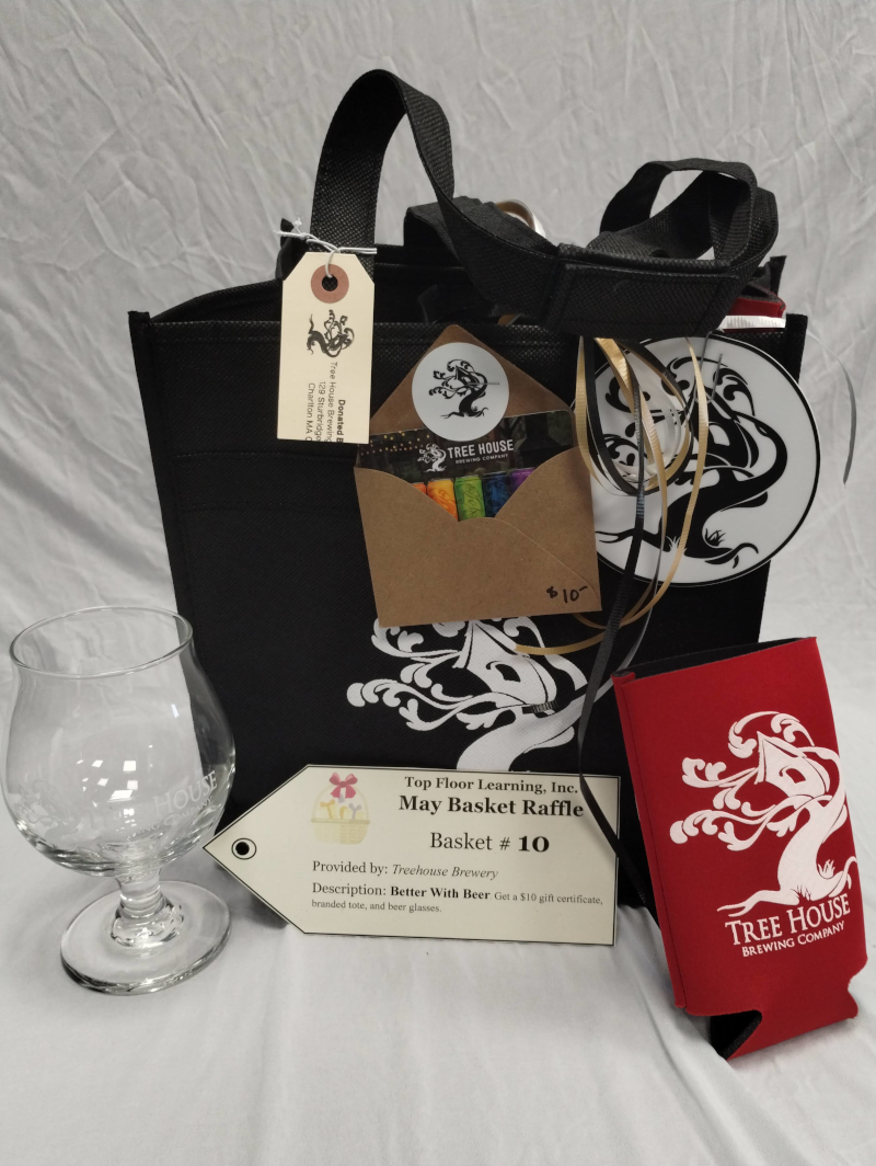 photograph of a divided tote with 2 plastic wine glasses, 2 koozies, and giftcard.